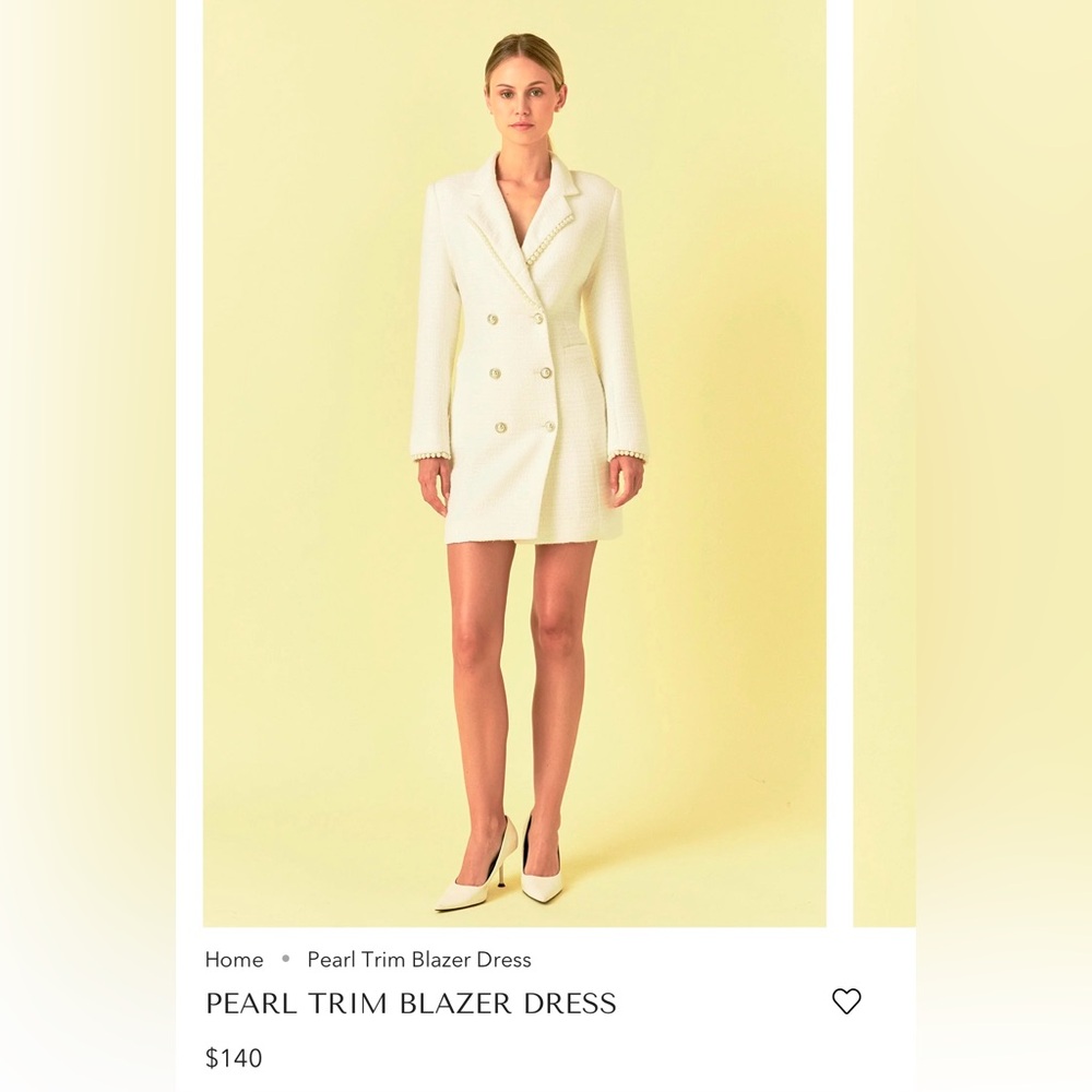Endless Rose Pearl Trim Blazer Dress